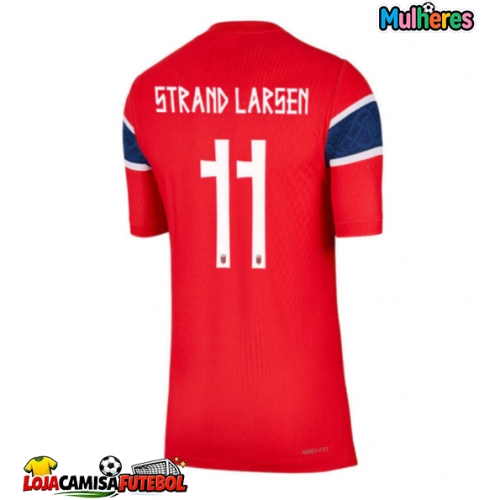 Camisa de Futebol Noruega Jorgen Strand Larsen #11 Equipamento Principal Mulheres Mundo 2026 Manga Curta